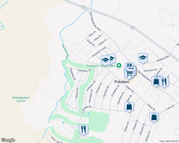 map of restaurants, bars, coffee shops, grocery stores, and more near 2810 Keikilani Street in Makawao