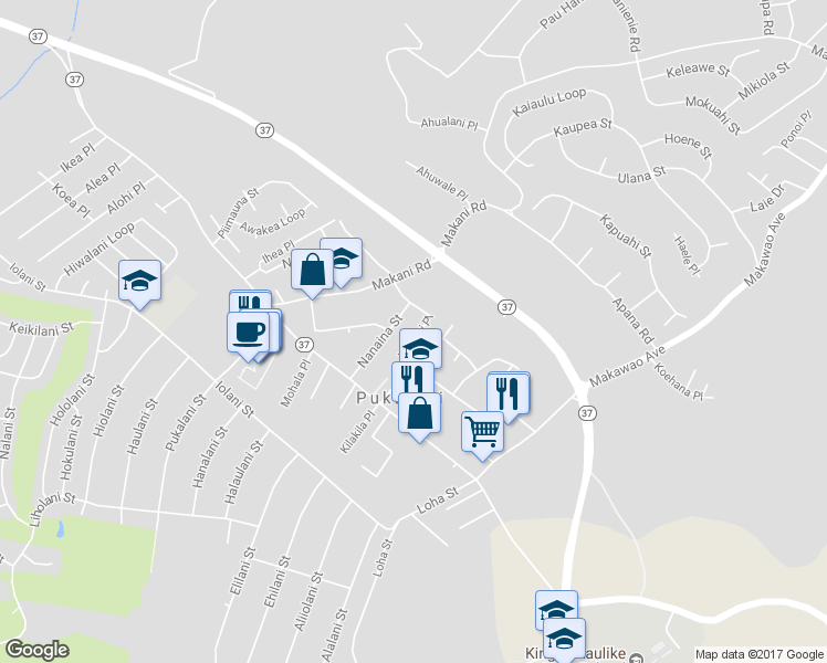 map of restaurants, bars, coffee shops, grocery stores, and more near 3326 Kihapai Place in Makawao