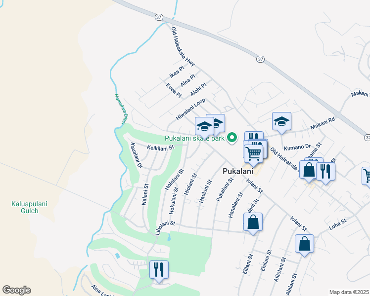 map of restaurants, bars, coffee shops, grocery stores, and more near 176 Hololani Street in Makawao