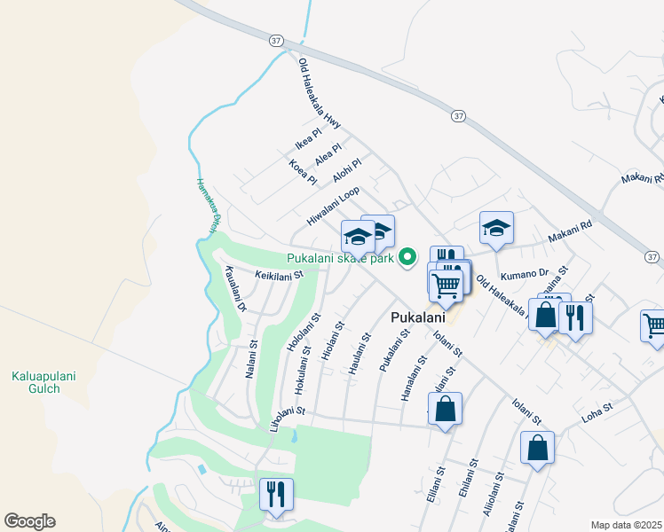 map of restaurants, bars, coffee shops, grocery stores, and more near 155 Hololani Street in Makawao