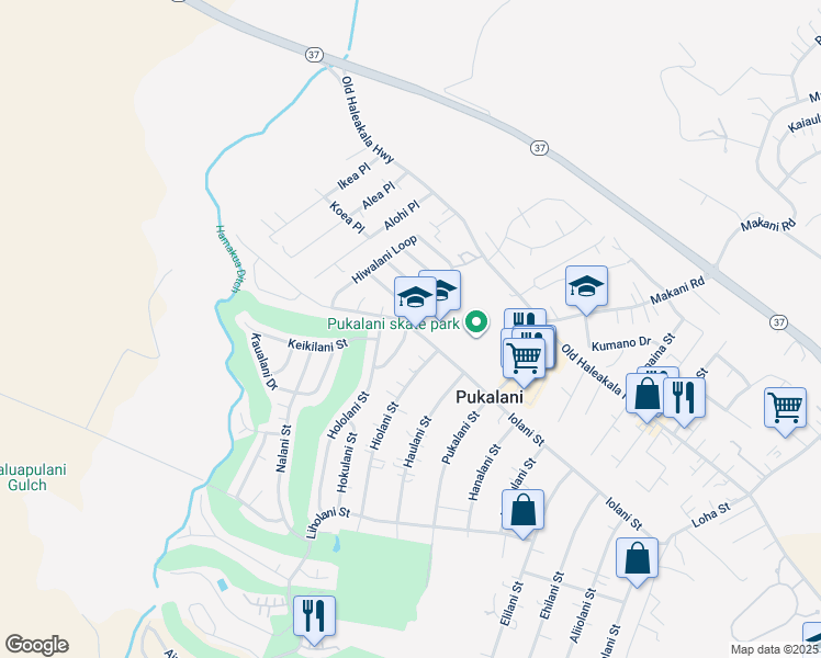 map of restaurants, bars, coffee shops, grocery stores, and more near 2905 Iolani Street in Makawao