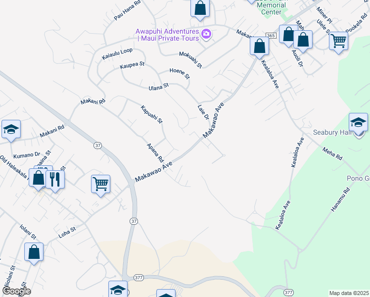 map of restaurants, bars, coffee shops, grocery stores, and more near 6 Kapuahi Street in Makawao