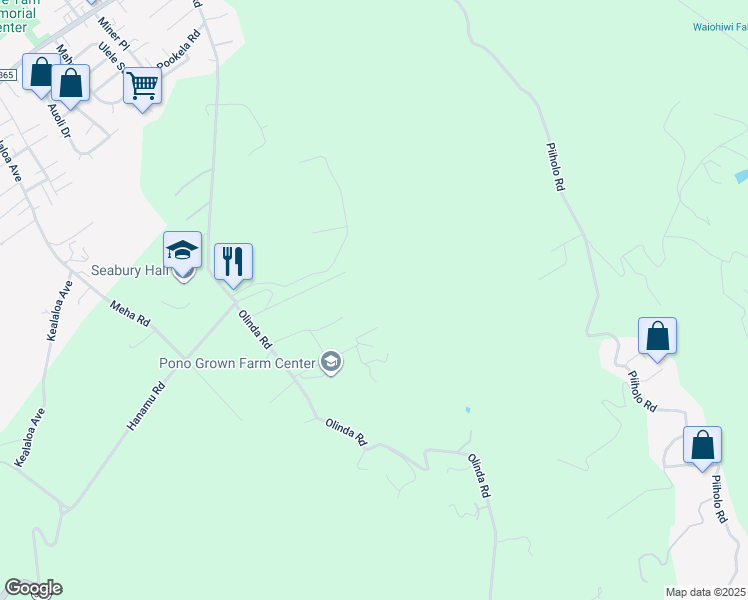 map of restaurants, bars, coffee shops, grocery stores, and more near 645 Olinda Road in Makawao
