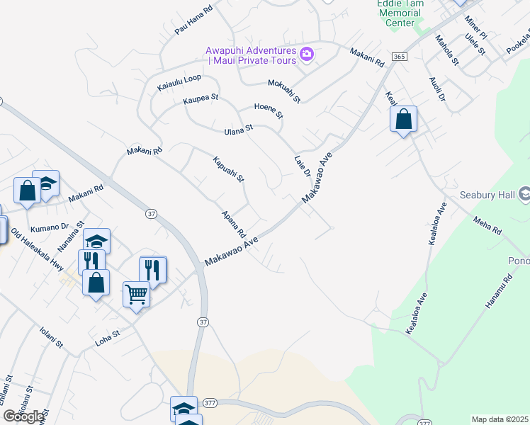 map of restaurants, bars, coffee shops, grocery stores, and more near 5 Kapuahi Street in Makawao