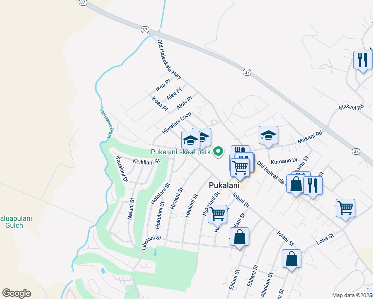 map of restaurants, bars, coffee shops, grocery stores, and more near 2893 Iolani Street in Makawao