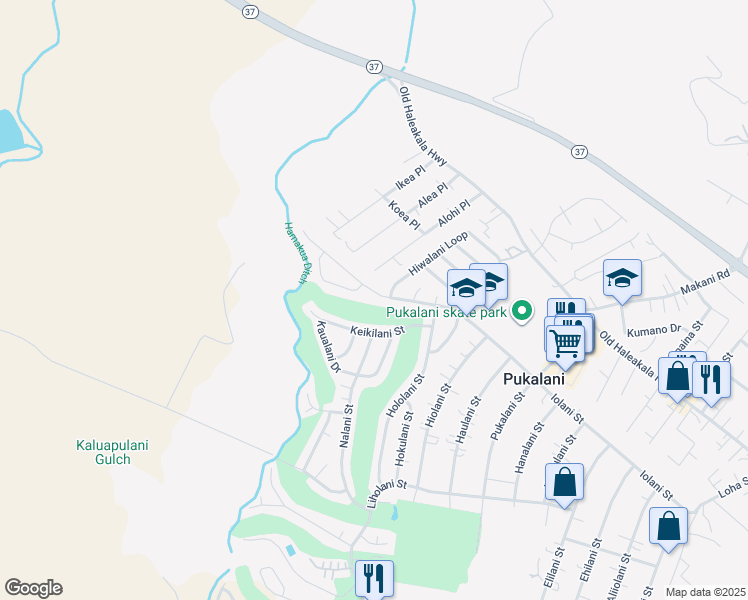 map of restaurants, bars, coffee shops, grocery stores, and more near 2778 Iolani Street in Makawao