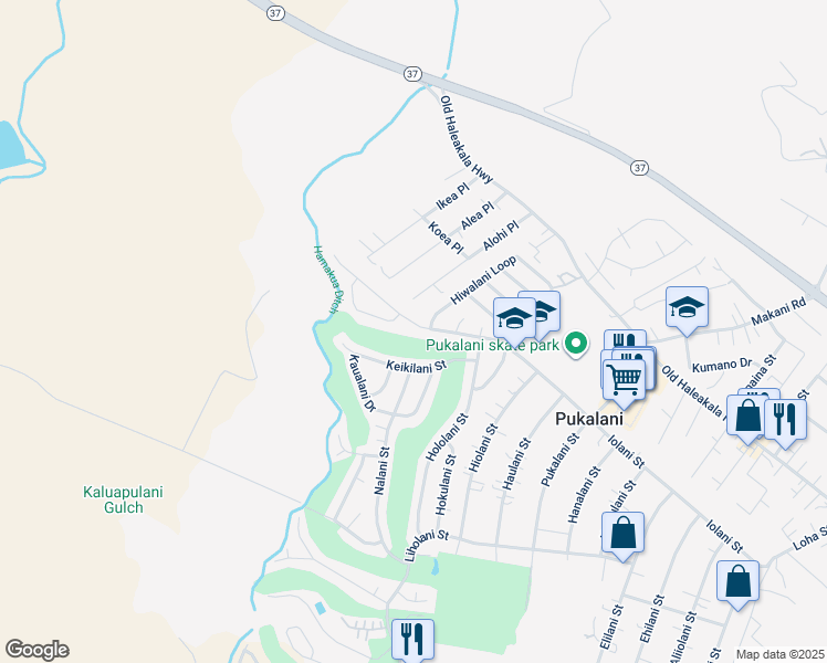 map of restaurants, bars, coffee shops, grocery stores, and more near 2778 Iolani Street in Makawao