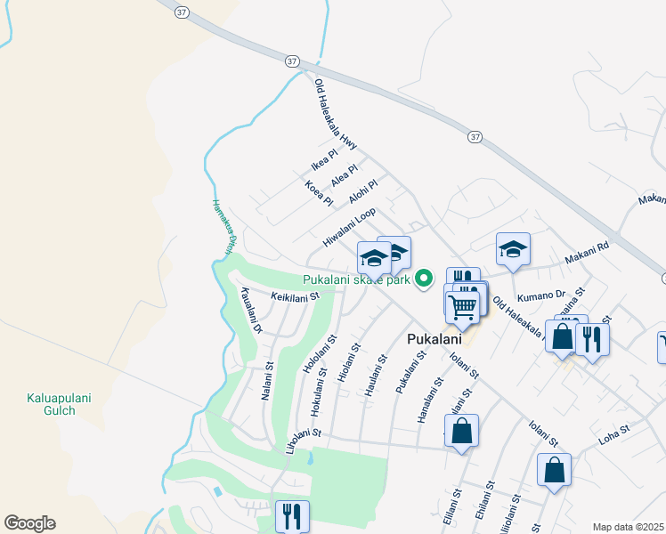 map of restaurants, bars, coffee shops, grocery stores, and more near 2849 Iolani Street in Makawao
