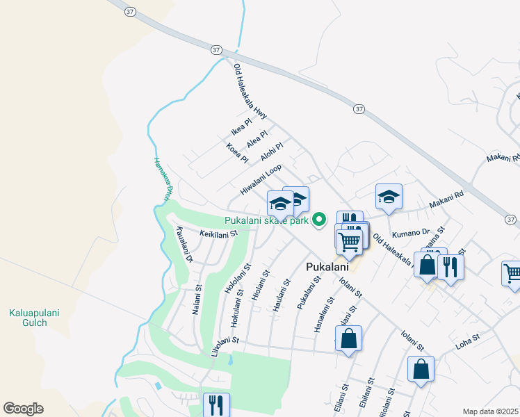 map of restaurants, bars, coffee shops, grocery stores, and more near 2861 Iolani Street in Makawao