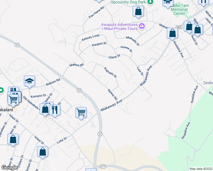 map of restaurants, bars, coffee shops, grocery stores, and more near 328 Kaomi Place in Makawao