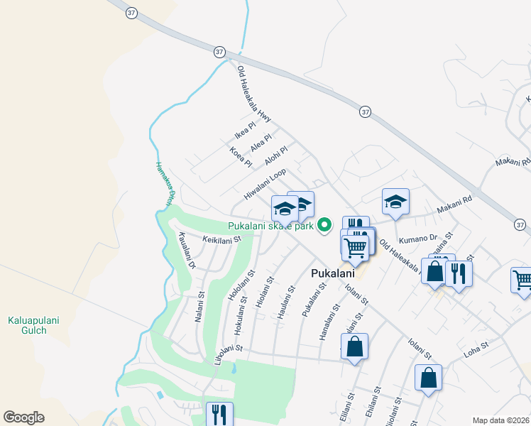 map of restaurants, bars, coffee shops, grocery stores, and more near 2861 Iolani Street in Makawao