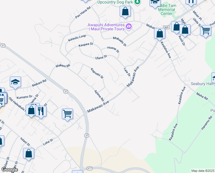 map of restaurants, bars, coffee shops, grocery stores, and more near 65 Kapuahi Street in Makawao