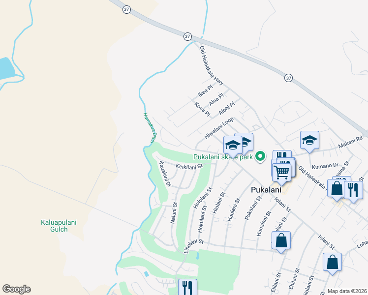 map of restaurants, bars, coffee shops, grocery stores, and more near 2759 Iolani Street in Makawao