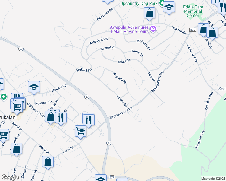 map of restaurants, bars, coffee shops, grocery stores, and more near 305 Kaomi Place in Makawao