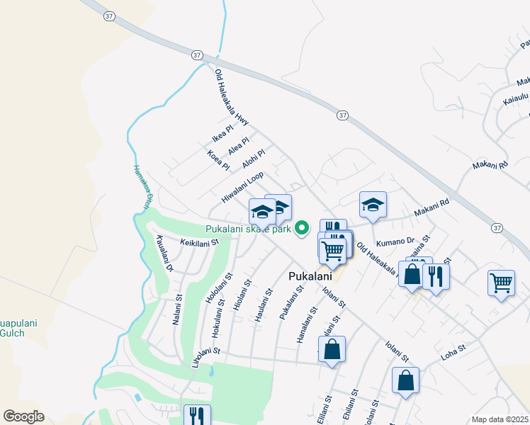 map of restaurants, bars, coffee shops, grocery stores, and more near 2892 Ipolani Street in Makawao