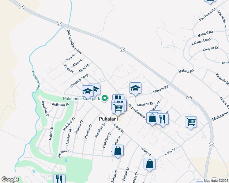 map of restaurants, bars, coffee shops, grocery stores, and more near 3054 Old Haleakala Highway in Makawao