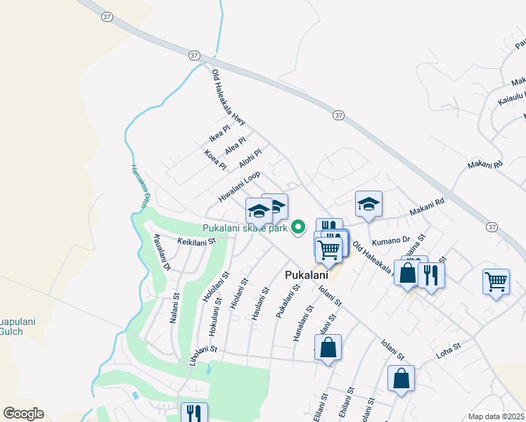 map of restaurants, bars, coffee shops, grocery stores, and more near 2892 Ipolani Street in Makawao