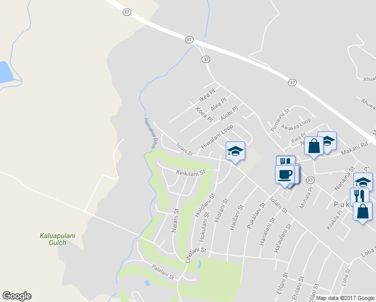 map of restaurants, bars, coffee shops, grocery stores, and more near 2765 Iolani Street in Makawao