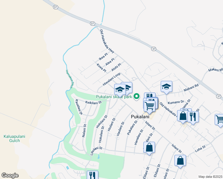 map of restaurants, bars, coffee shops, grocery stores, and more near 2854 Iwalani Street in Makawao