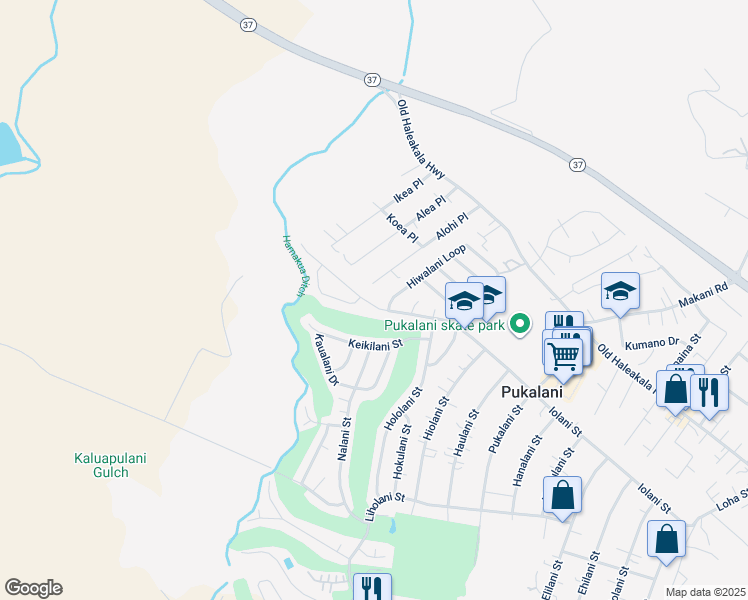 map of restaurants, bars, coffee shops, grocery stores, and more near 2765 Iolani Street in Makawao