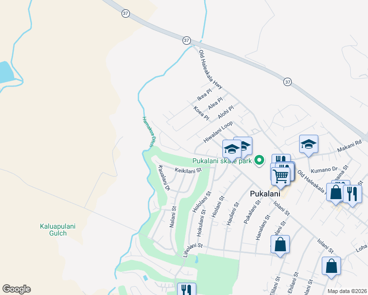map of restaurants, bars, coffee shops, grocery stores, and more near 2759 Iolani Street in Makawao
