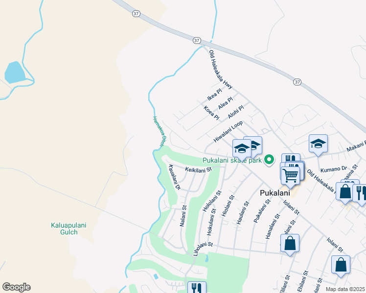 map of restaurants, bars, coffee shops, grocery stores, and more near 2745 Kamelani Loop in Makawao