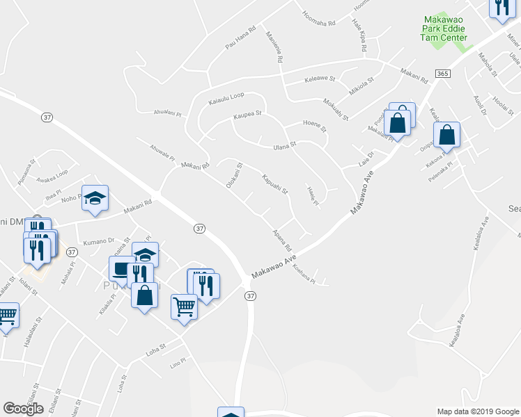 map of restaurants, bars, coffee shops, grocery stores, and more near 311 Kaomi Place in Makawao