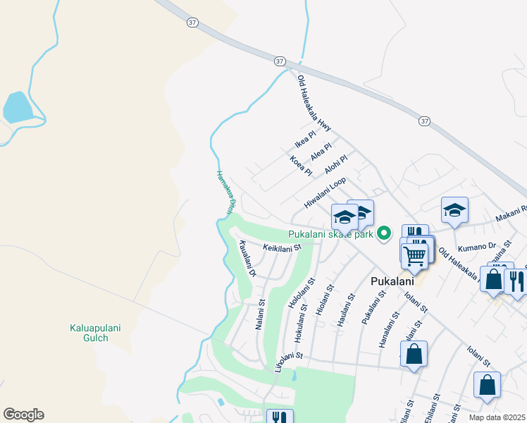map of restaurants, bars, coffee shops, grocery stores, and more near 2736 Iolani Street in Makawao