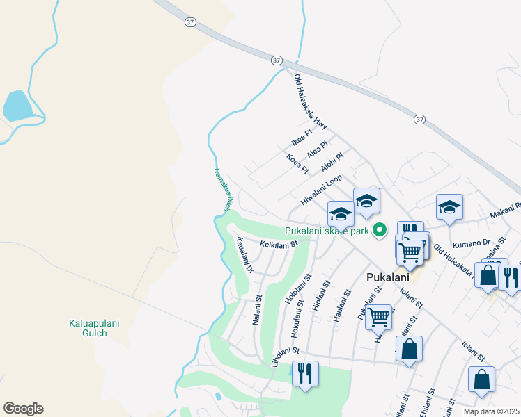 map of restaurants, bars, coffee shops, grocery stores, and more near 2736 Iolani Street in Makawao