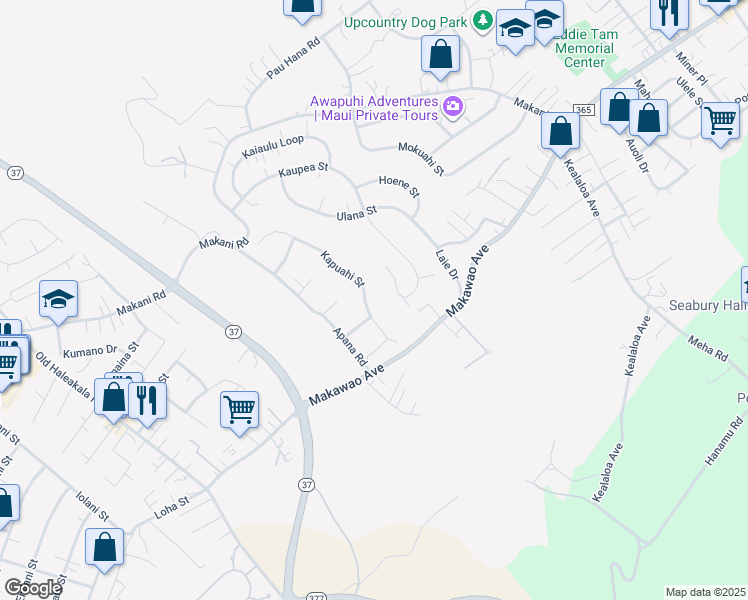 map of restaurants, bars, coffee shops, grocery stores, and more near 72 Kapuahi Street in Makawao