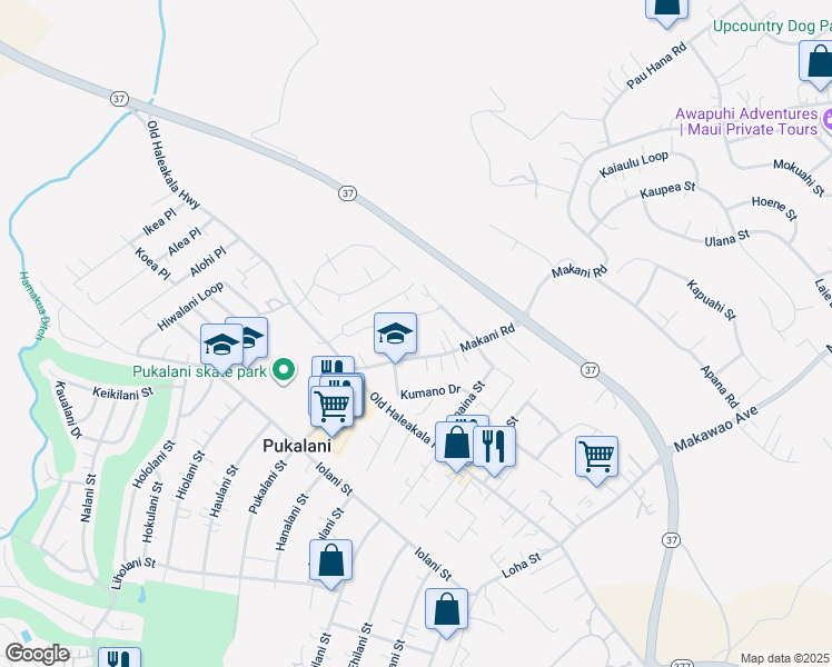 map of restaurants, bars, coffee shops, grocery stores, and more near 926 Makani Road in Makawao
