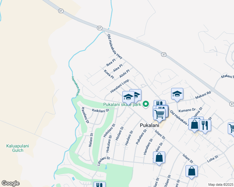 map of restaurants, bars, coffee shops, grocery stores, and more near 2834 Iwalani Street in Makawao