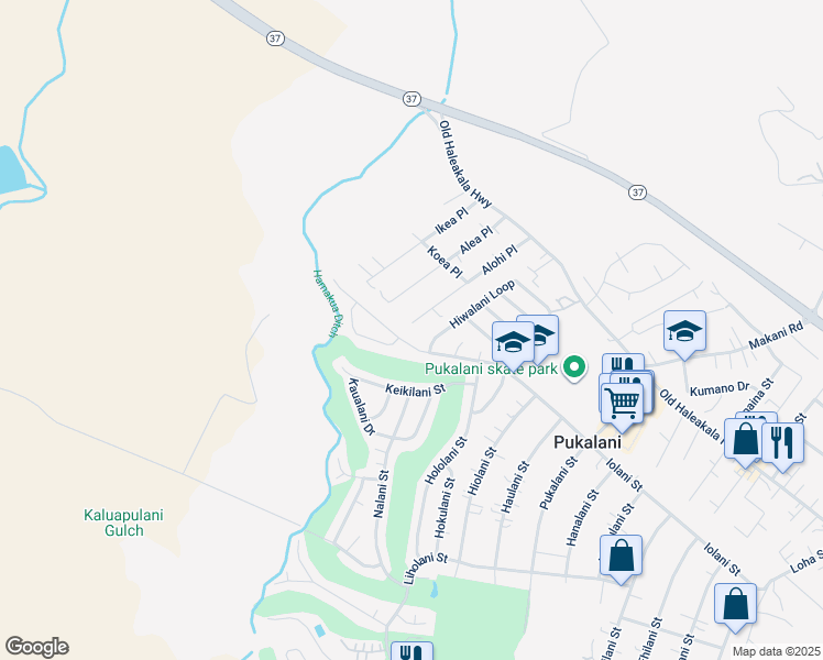 map of restaurants, bars, coffee shops, grocery stores, and more near 199 Alohi Place in Makawao