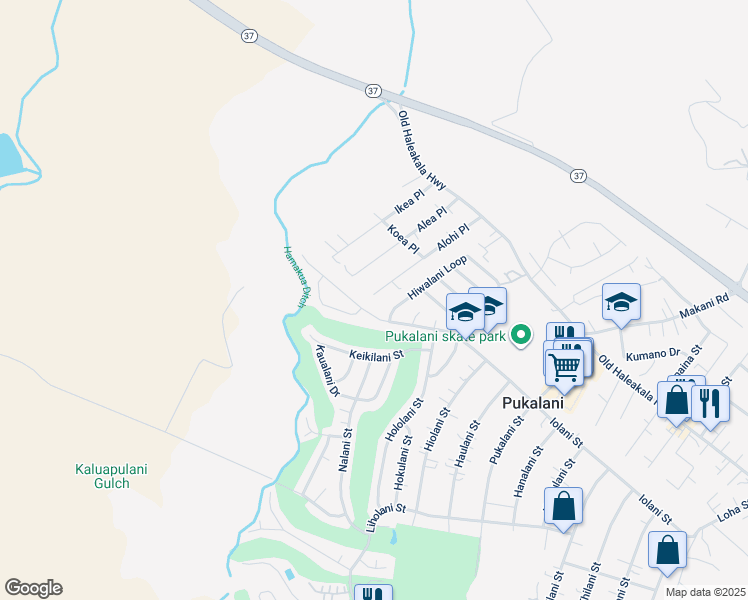 map of restaurants, bars, coffee shops, grocery stores, and more near 199 Alohi Place in Makawao