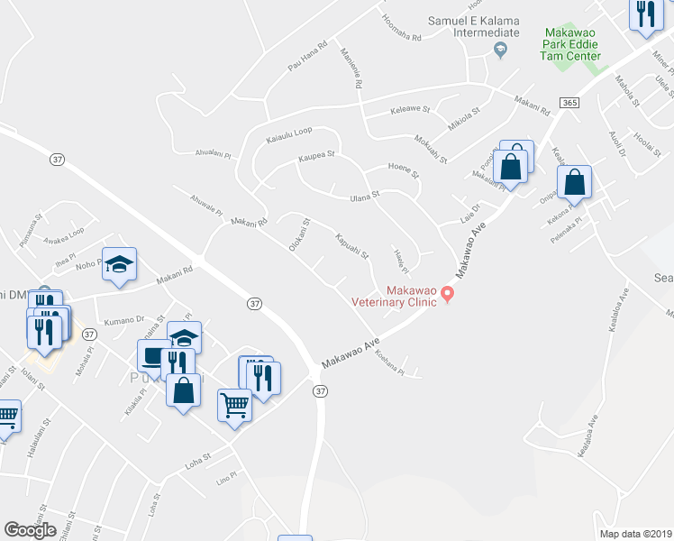 map of restaurants, bars, coffee shops, grocery stores, and more near 321 Kaomi Place in Makawao