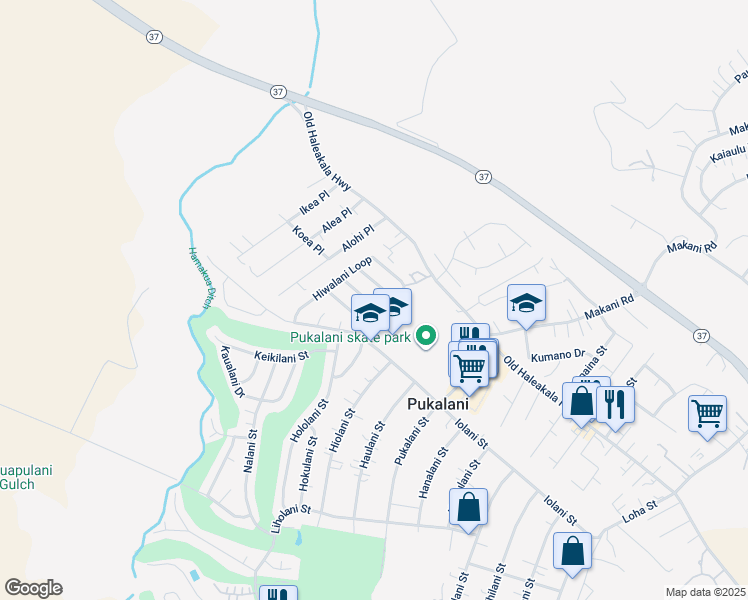 map of restaurants, bars, coffee shops, grocery stores, and more near 2877 Ipolani Street in Makawao
