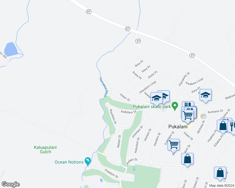 map of restaurants, bars, coffee shops, grocery stores, and more near 2718 Iolani Street in Makawao