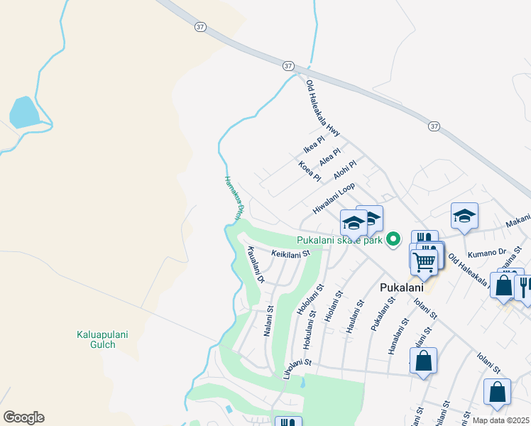 map of restaurants, bars, coffee shops, grocery stores, and more near 2718 Iolani Street in Makawao