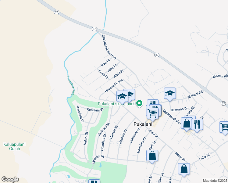 map of restaurants, bars, coffee shops, grocery stores, and more near 2854 Iwalani Street in Makawao