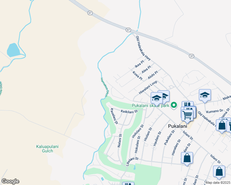 map of restaurants, bars, coffee shops, grocery stores, and more near 2704 Iolani Street in Makawao