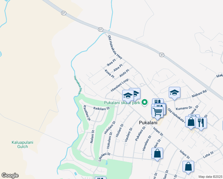 map of restaurants, bars, coffee shops, grocery stores, and more near 49 Hiwalani Loop in Makawao