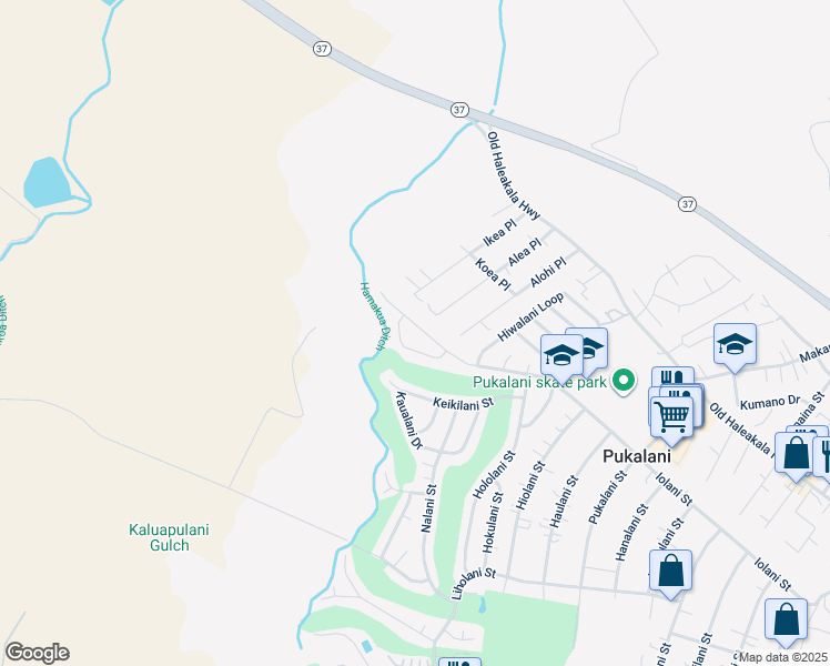 map of restaurants, bars, coffee shops, grocery stores, and more near 2704 Iolani Street in Makawao