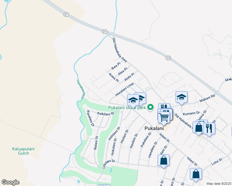 map of restaurants, bars, coffee shops, grocery stores, and more near 57 Hiwalani Loop in Makawao