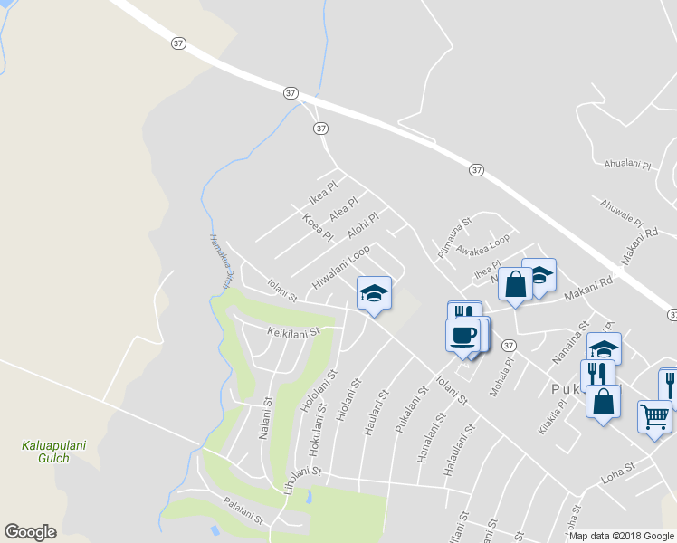 map of restaurants, bars, coffee shops, grocery stores, and more near 80 Hiwalani Loop in Makawao