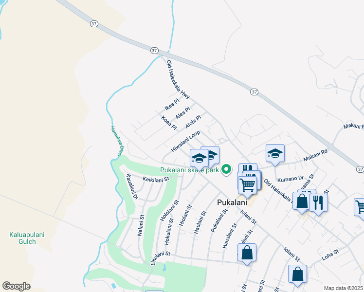 map of restaurants, bars, coffee shops, grocery stores, and more near 80 Hiwalani Loop in Makawao