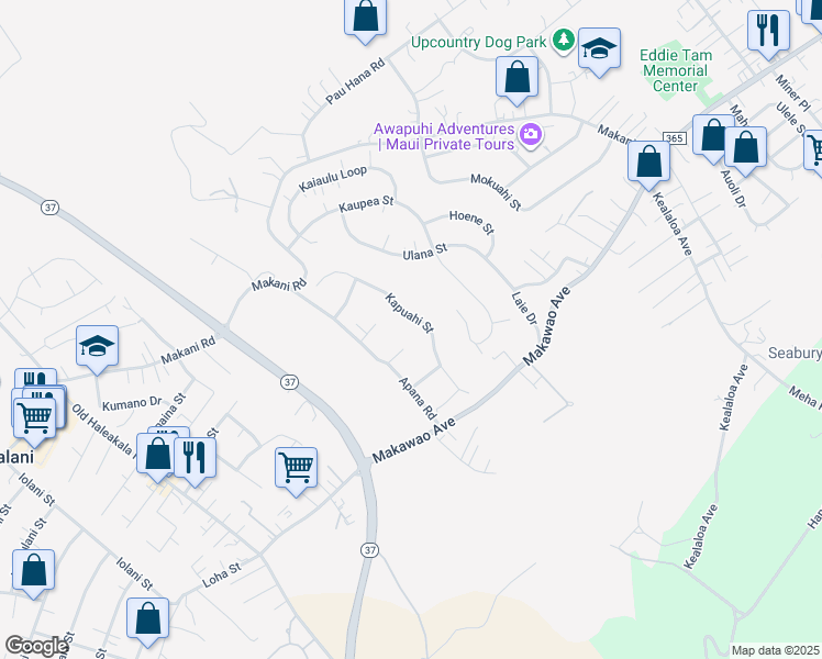 map of restaurants, bars, coffee shops, grocery stores, and more near 115 Kapuahi Street in Makawao