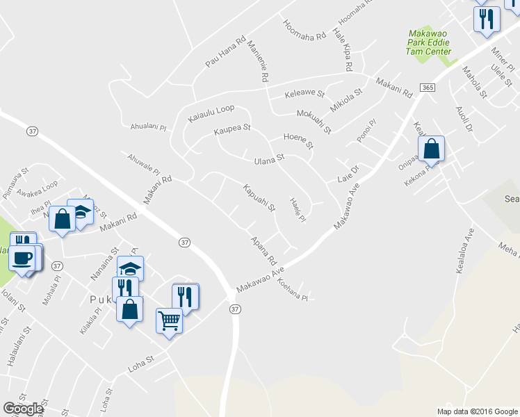 map of restaurants, bars, coffee shops, grocery stores, and more near 115 Kapuahi Street in Makawao