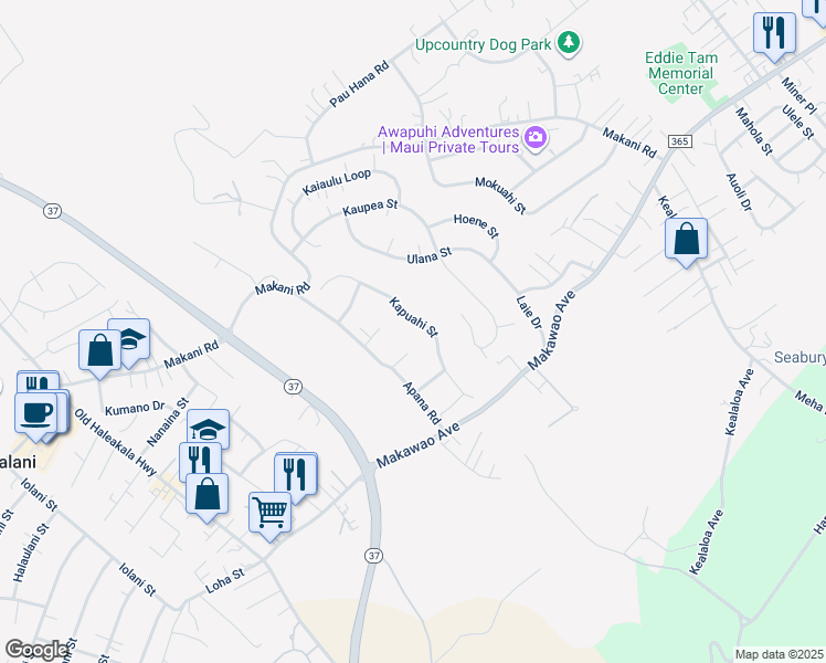 map of restaurants, bars, coffee shops, grocery stores, and more near 115 Kapuahi Street in Makawao