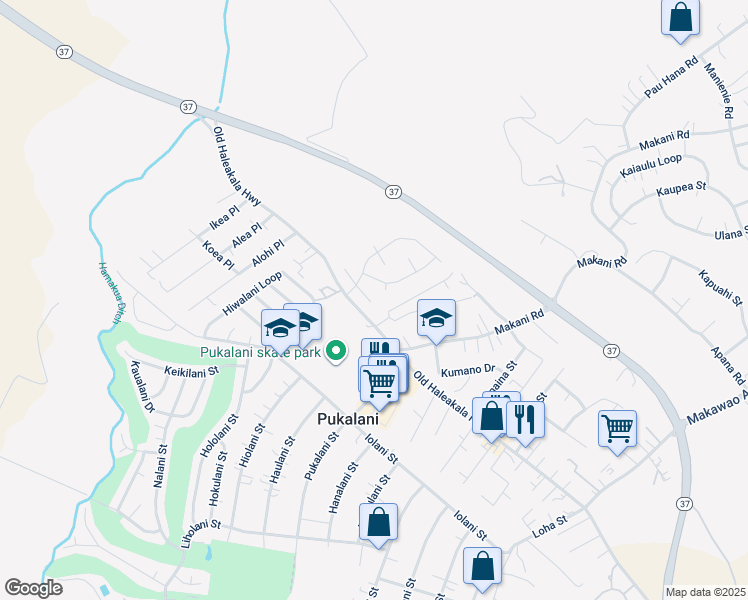 map of restaurants, bars, coffee shops, grocery stores, and more near 31 South Hiena Place in Makawao