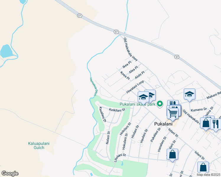 map of restaurants, bars, coffee shops, grocery stores, and more near 190 Alea Place in Makawao